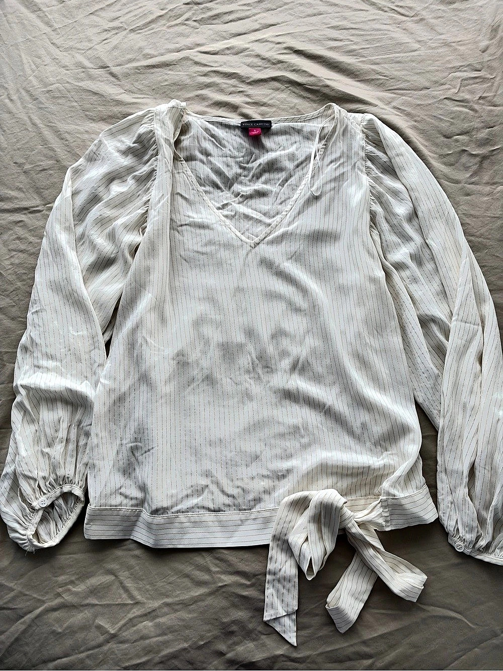 Vince Camuto Striped Tie-Waist Blouse